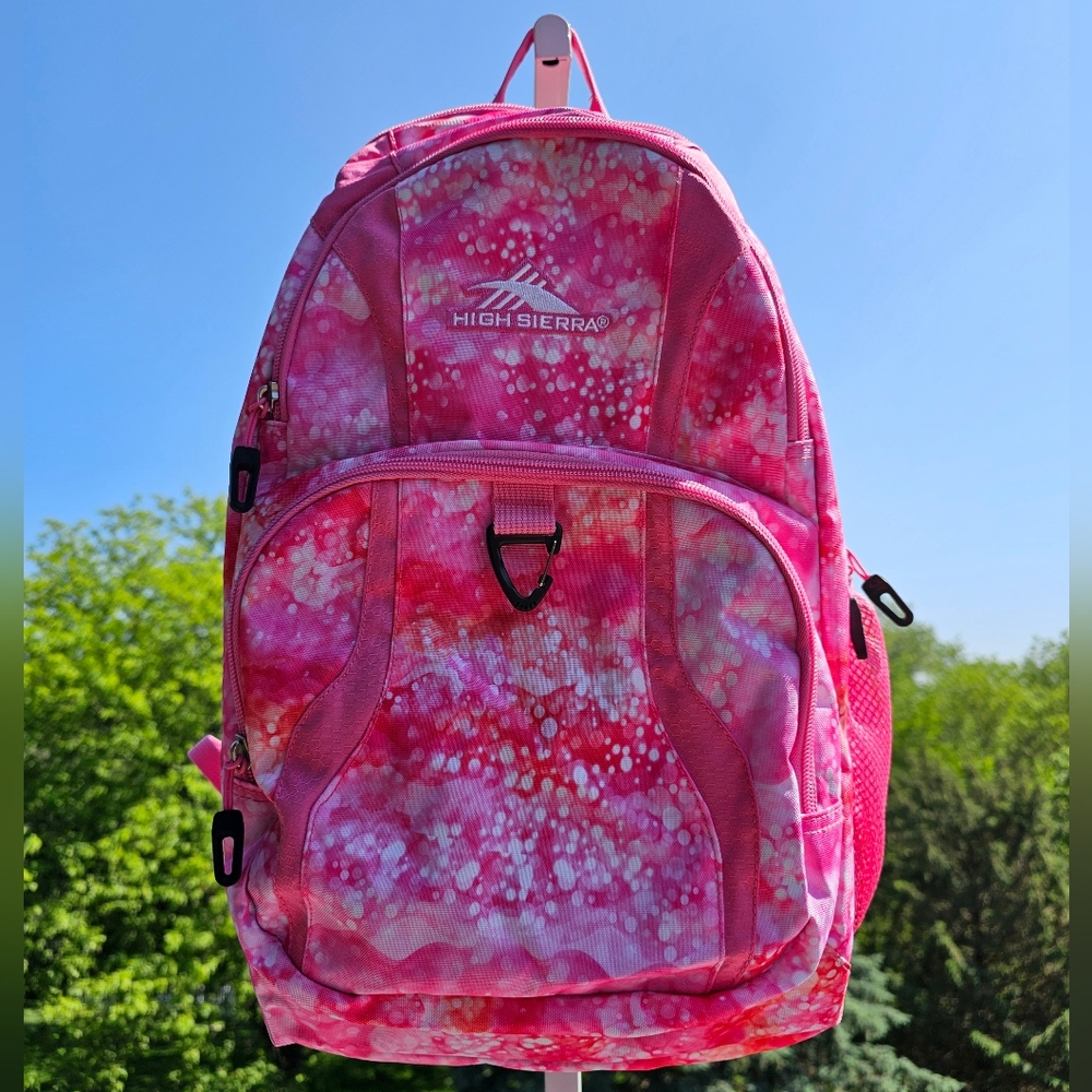 HIGH SIERRA Pink Acid Wash Laptop Backpack with Cup Holder NWOT